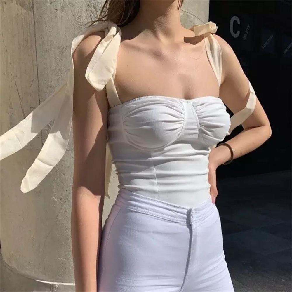 Tie Strap Ruched Bust Top - Picture 1 of 3